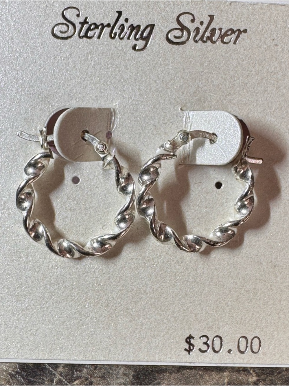 Sterling Silver Twisted Hoop Earrings New